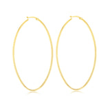 9ct Yellow Gold Plain Large Oval Hoop Earrings