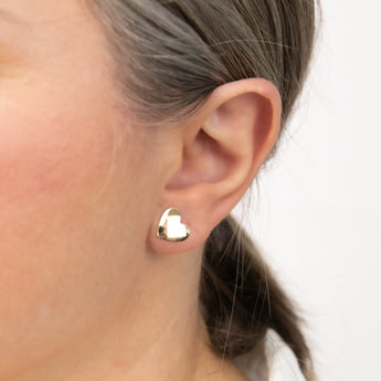 9ct Yellow Gold Polished Heart Stud Earrings