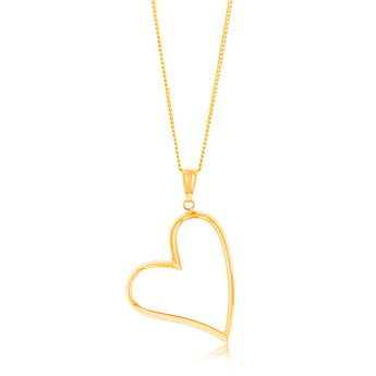 9ct Yellow Gold Tilted Open Heart Pendant