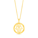 9ct Yellow Gold Round Hamsa Pendant