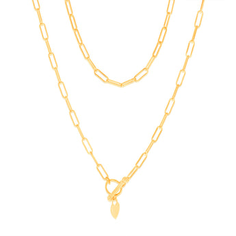 9ct Yellow Gold Paperclip Toggle Bar 43cm Chain