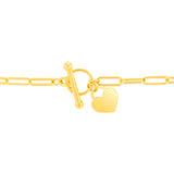 9ct Yellow Gold Paperclip Toggle Bar 19cm Bracelet