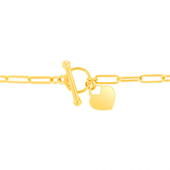 9ct Yellow Gold Paperclip Toggle Bar 19cm Bracelet