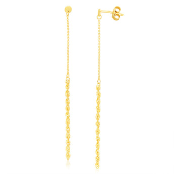 9ct Yellow Gold 2mm Rope & Trace Chain Drop Earrings