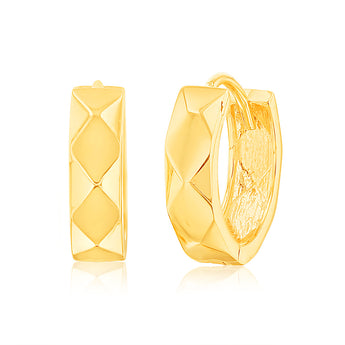 9ct Yellow Gold 13mm Faceted Small Hoop Earrings