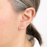 9ct White Gold 6 X 6mm Ribbed Detail Pyramid Stud Earrings