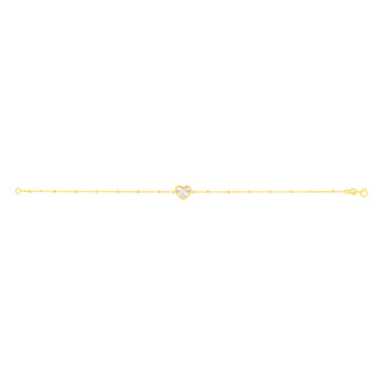 9ct Yellow Gold Rainbow Heart Trace And Ball 19cm Bracelet