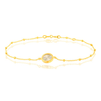 9ct Yellow Gold Rainbow Circle Trace And Ball 19cm Bracelet