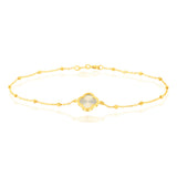 9ct Yellow Gold Rainbow Petal Trace & Ball 19cm Bracelet