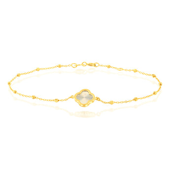 9ct Yellow Gold Rainbow Petal Trace & Ball 19cm Bracelet