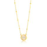 9ct Yellow Gold Rainbow Circle Pendant On Trace and Ball 43-46cm Chain