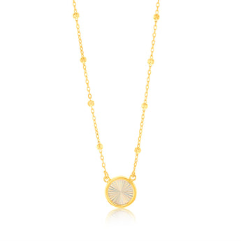 9ct Yellow Gold Rainbow Circle Pendant On Trace and Ball 43-46cm Chain