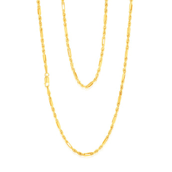 9ct Yellow Gold Hollow Diamond Cut Figarope 46cm Chain