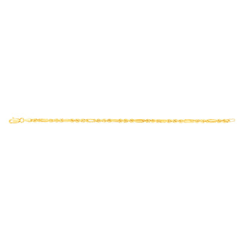 9ct Yellow Gold Hollow Diamond Cut Figarope 18.5cm Bracelet