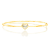 9ct Yellow Gold Rainbow Heart Hinged Bangle