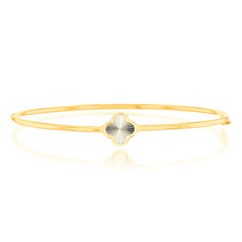 9ct Yellow Gold Rainbow Petal Hinged Bangle