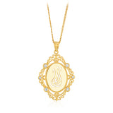 18ct Yellow Gold Fancy Oval Allah Pendant