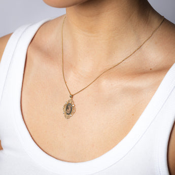 18ct Yellow Gold Fancy Oval Allah Pendant