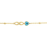 9ct Yellow Gold Infinity Evil Eye 19cm Bracelet