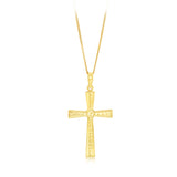 9ct Yellow Gold Patterned Cross Pendant