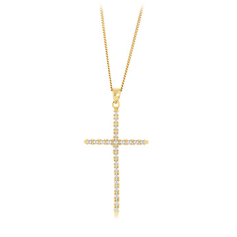 9ct Yellow Gold Fancy Diamond Cut Cross Pendant
