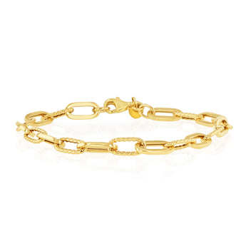 9ct Yellow Gold Fancy Paperclip 19cm Bracelet