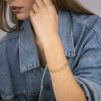 9ct Yellow Gold 150 Gauge Open Curb 20cm Bracelet