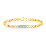 9ct Yellow Gold Cubic Zirconia 60 Gauge Curb 19cm Bracelet