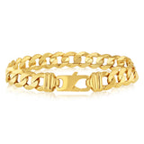 9ct Yellow Gold Diamond Cut Concave Curb 270 Gauge 23cm Bracelet