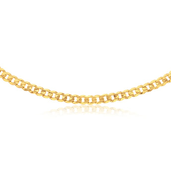 9ct Yellow Gold Diamond Cut Concave Curb 270 Gauge 55cm Chain