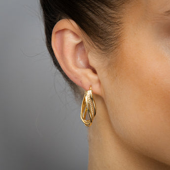 9ct Yellow Gold Cut Out Pattern Twisted Hoop Earrings