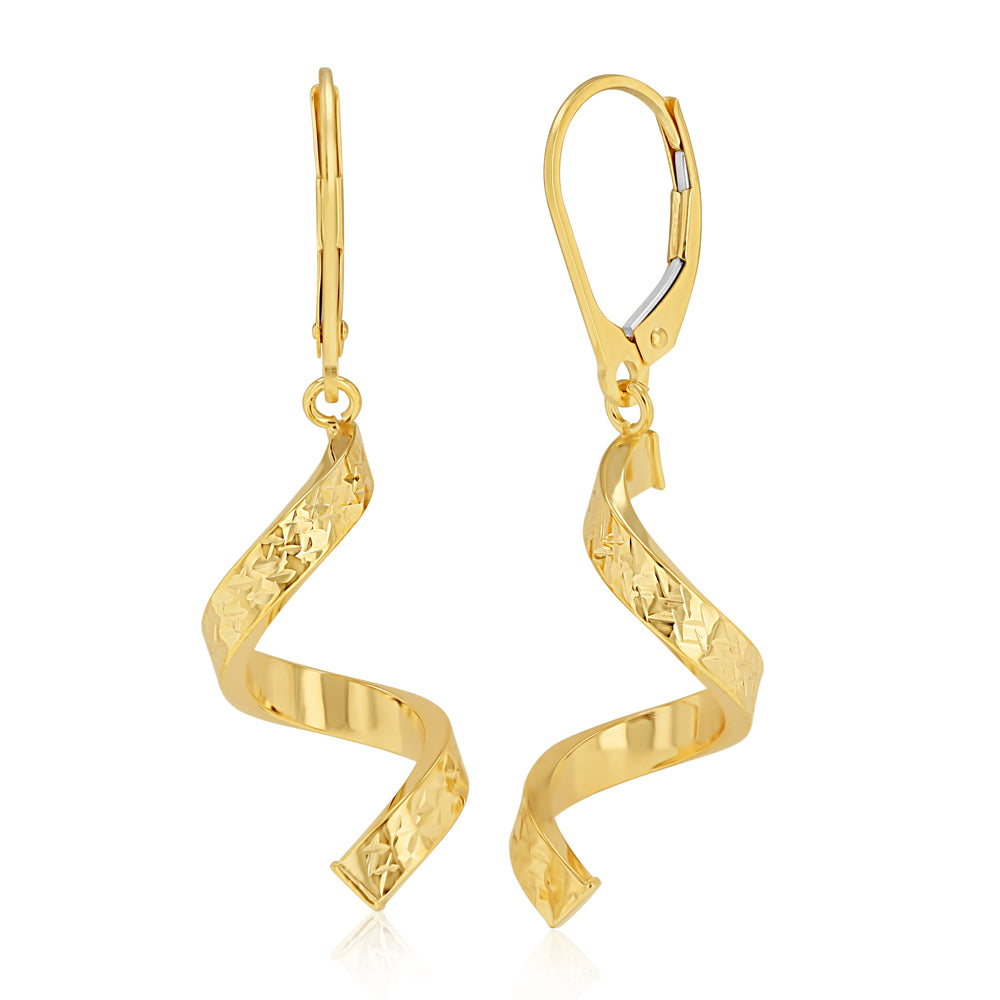 9ct Yellow Gold Textured Spiral Drop Earrings Grahams Jewellers 9ct Yellow Gold Textured Spiral Drop Earrings Grahams Jewellers