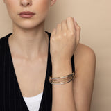 9ct Yellow, White And Rose Gold Tricolour Plain And Textured Set Of Multiple Bangles
