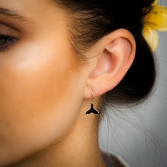 9ct Yellow Gold Dolphin Tail Hook Earrings