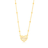 9ct Yellow Gold Rainbow Heart Pendant On Trace And Ball 43-46cm Chain