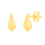 9ct Yellow Gold Mini Rounded Teardrop Stud Earrings