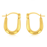 9ct Yellow Gold Polished "U" Shaped Hoop Earrings