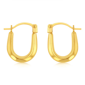9ct Yellow Gold Polished "U" Shaped Hoop Earrings