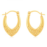 9ct Yellow Gold Patterned Creole Hoop Earrings