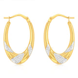 9ct Yellow Gold Diamond Cut Patterned Hoop Earrings