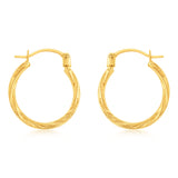9ct Yellow Gold Textured Twisted Hoop Earrings