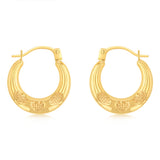 9ct Yellow Gold Patterned Creole Hoop Earrings