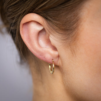 9ct Yellow Gold Patterned Creole Hoop Earrings