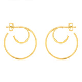 9ct Yellow Gold Plain Double 3/4th Hoop Earrings