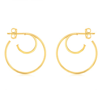 9ct Yellow Gold Plain Double 3/4th Hoop Earrings