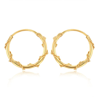 9ct Yellow Gold Twisted Pattern 10mm (External) Sleeper Earrings