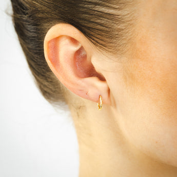 9ct Yellow Gold Twisted Pattern 10mm (External) Sleeper Earrings