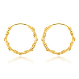 9ct Yellow Gold Twisted Pattern 12mm Sleeper Earrings