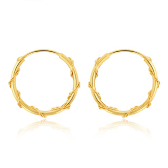 9ct Yellow Gold Twisted Pattern 12mm Sleeper Earrings