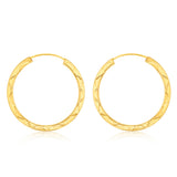 9ct Yellow Gold Patterned 18mm Sleeper Earrings